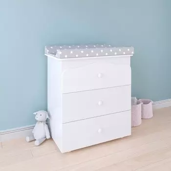 Комод Polini Kids Simple, с ящиками и пеленальной доской, цвет белый-звезды, серый