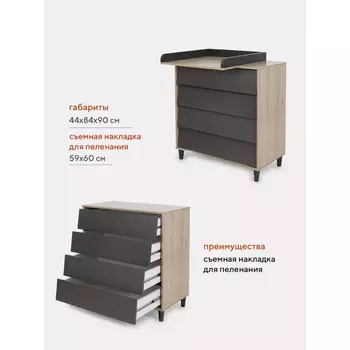 Комод Rant Bergen Moon, 84х44х90 см, серый