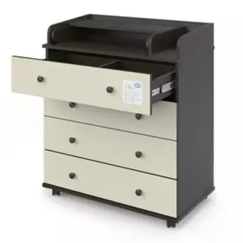 Комод детский с пеленальным столиком, раскладной, мод.Орион 804 (Oliver) ЛДСП венге-слоновая кость - 4 ящика