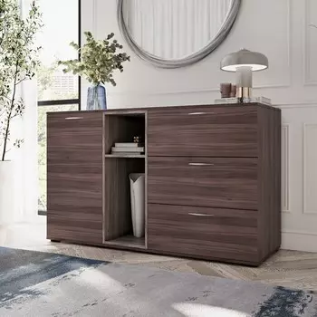 Комод с 1-ой дверью и 3-мя ящиками, 1500530870 мм, ясень шимо тёмный/ясень шимо светлый