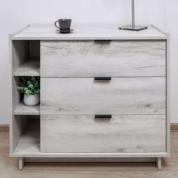 Комод напольный для гостиной «Флекс 6», 3 ящика, 900450780 мм, цвет дуб шавиниган