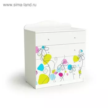 Комод с 4-мя ящиками Flowers, 800х450х910, Белый
