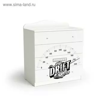 Комод с 4 ящиками 800*450*910 белый, белая машина