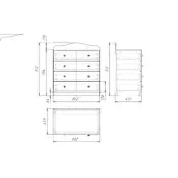 Комод с 4 ящиками Football, 800х450х910, Белый