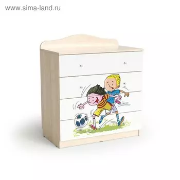 Комод с 4 ящиками Junior, 800х450х910, Белый/Ясень шимо светлый
