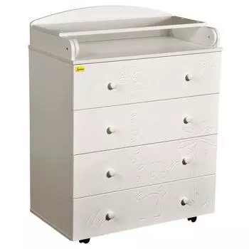 Комод с пеленальной доской Africo, с шариковыми направляющими, цвет белый