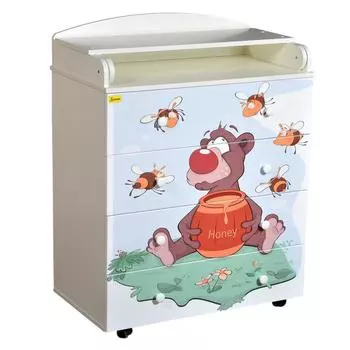 Комод с пеленальной доской Bari, с шариковыми направляющими, цвет белый