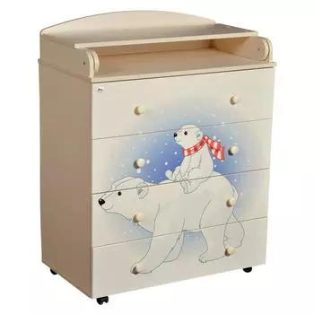 Комод с пеленальной доской Capri, с шариковыми направляющими, цвет слоновая кость