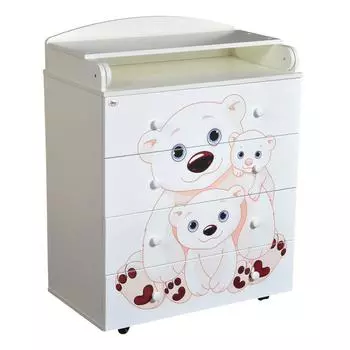 Комод с пеленальной доской Famiglia, с шариковыми направляющими, цвет белый