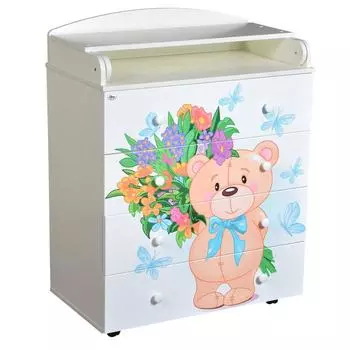 Комод с пеленальной доской Fortuna, с шариковыми направляющими, цвет белый