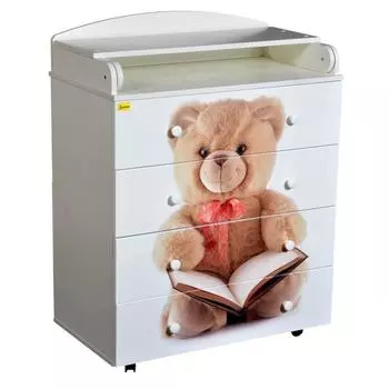 Комод с пеленальной доской Orso, с шариковыми направляющими, цвет белый