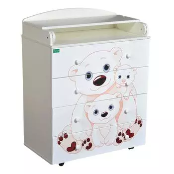 Комод с пеленальной доской Pride, с шариковыми направляющими, цвет белый