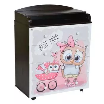 Комод с пеленальной доской Tesoro, с шариковыми направляющими, цвет венге/белый