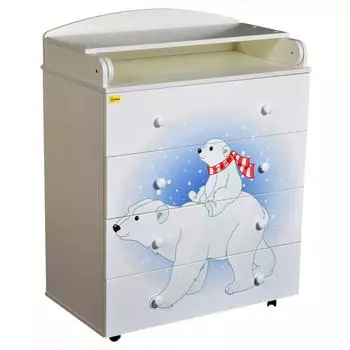 Комод с пеленальной доской Tito, с шариковыми направляющими, цвет белый