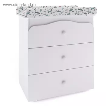 Комод с ванночкой Polini kids Basic 3275, цвет белый-Единорог Радуга