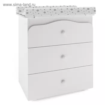 Комод с ванночкой Polini kids Basic 3275, цвет белый-звезды белый