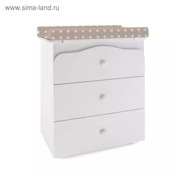 Комод с ванночкой Polini kids Basic 3275, цвет белый-звезды макиато