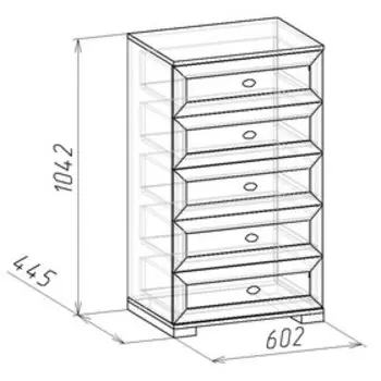 Комод напольный для хранения Sherlock 6, 5 ящиков, 6024451042 мм, цвет орех шоколадный