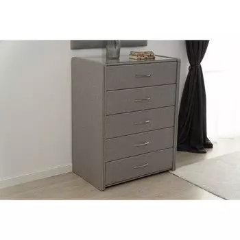 Комод широкий «Алеро», 834х522х1085 мм, 5 ящиков, премиум рогожка, цвет дымчатый кварц