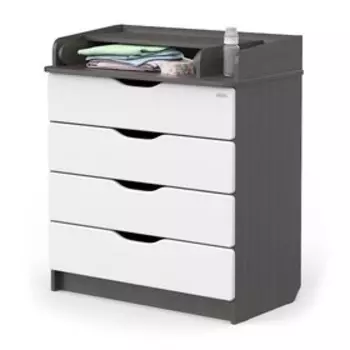 Комод детский с пеленальным столиком Сириус-2 Wood 804 ПВХ, древесина графит, 4 ящика