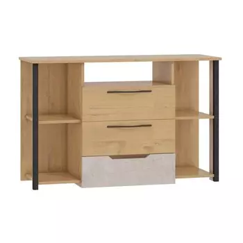 Комод «Стэнфорд», 1150 440 744 мм, 3 ящика, цвет дуб бунратти / слейт / чёрный