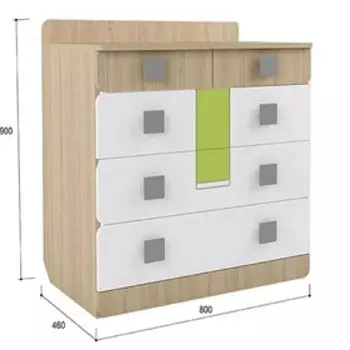 Комод «Стиль 9.1», 800 460 900 мм, цвет туя светлая / лайм
