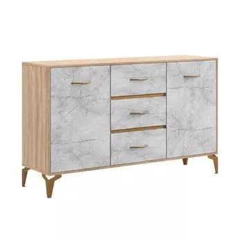 Комод-тумба Svetlana Lux,1402х400х855, Дуб золотой/Каспий светлый