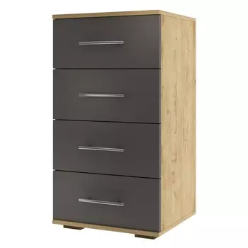 Комод узкий «Бруно», 460414840 мм, цвет дуб вотан / серый графит