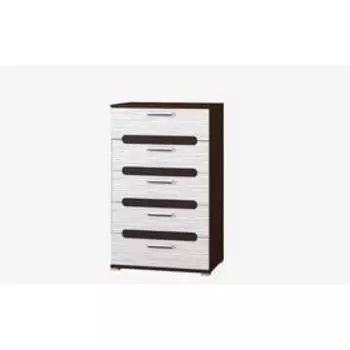 Комод узкий Мишель с пятью ящиками 602х386х1150 венге цаво/белый страйп