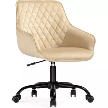 Компьютерное кресло Алмер пластик/велюр, черный/бежевый 57x60x84 см