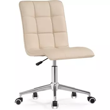 Компьютерное кресло Квадро металл/экокожа, хром/бежевый 42x57x86 см