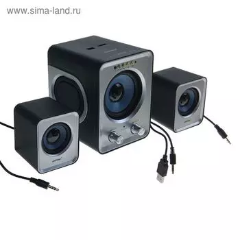 Компьютерные колонки 2.1 SmartBuy BUZZ SBA-2600, 2х1 Вт+3 Вт, MP3, FM, ПДУ, USB, черно-серые