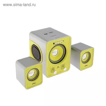 Компьютерные колонки 2.1 Smartbuy BUZZ SBA-2610, 2х1 Вт+3 Вт, MP3, FM, ПДУ, USB,сереб-желтые