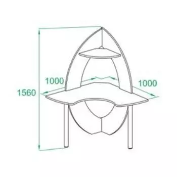 Компьютерный стол, 1000 × 1000 × 1560 мм, цвет венге