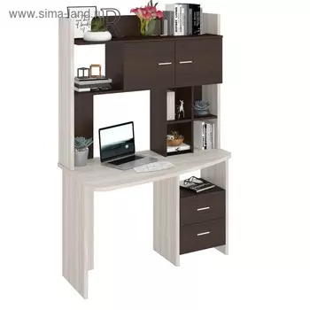 Компьютерный стол, 1200 690 1785 мм, левый угол, цвет карамель/венге