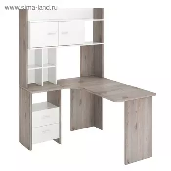 Компьютерный стол, 1200 1300 1785 мм, левый угол, цвет нельсон/белый