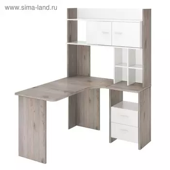 Компьютерный стол, 1200 1300 1785 мм, правый угол, цвет нельсон/белый