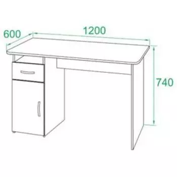 Компьютерный стол «СПМ-03.1», 1200600740 мм, цвет дуб сонома/белый