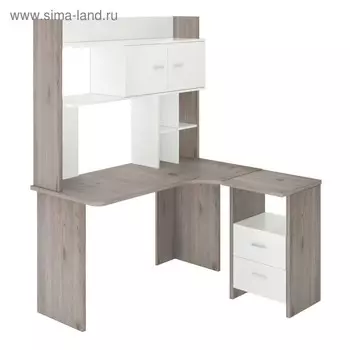 Компьютерный стол, 1300 1200 1785 мм, левый угол, цвет нельсон/белый