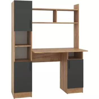 Компьютерный стол Бишоп 6 ЛДСП, белый/антрацит 123x57x160 см