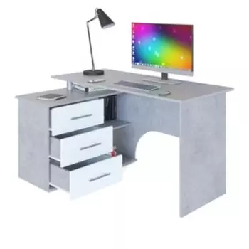 Компьютерный стол «КСТ-09», 1350935744 мм, угловой, угол левый, бетон/белый