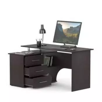Стол компьютерный «КСТ-09», угол левый, 3 ящика, 1350935744 мм, цвет венге