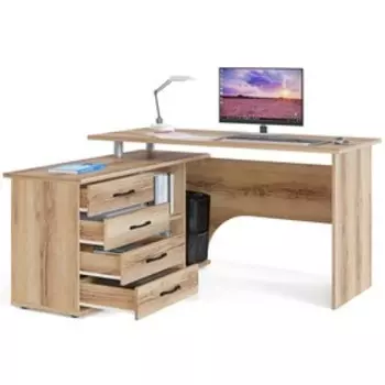 Стол компьютерный «КСТ - 109 Л», угол левый, 3 ящика, 14001270750 мм, цвет дуб делано