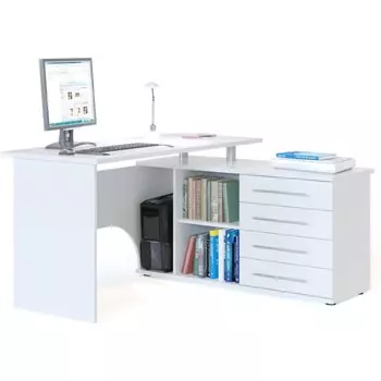 Компьютерный стол КСТ-109 правый, ЛДСП, белый 127x140x75 см