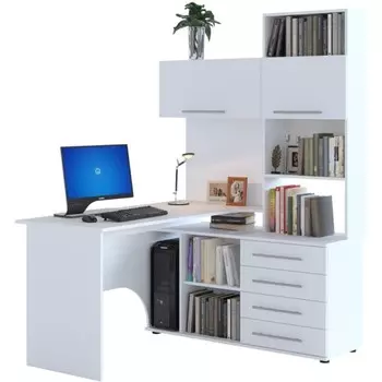 Компьютерный стол КСТ-14П правый, ЛДСП, белый 123,5x140x182,8 см