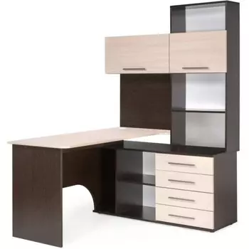Компьютерный стол КСТ-14П правый, ЛДСП, венге/беленый дуб 123,5x140x182,8 см
