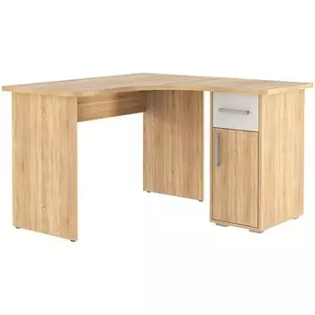 Компьютерный стол Лайт-1 угловой, ЛДСП, дуб сонома/белый 120x120x75 см
