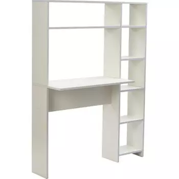 Компьютерный стол Тулон со стеллажом ЛДСП, белый 40x108,8x141,8 см