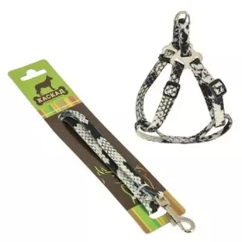 Комплект амуниции для кошек, поводок 1см х120см, шлейка 1см, ОШ/ОГ 20-40см, нейлон, змеиный