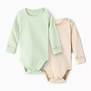 Комплект боди детских MINAKU: Basic Line BABY, рост 62-68 см, шалфей, бежевый